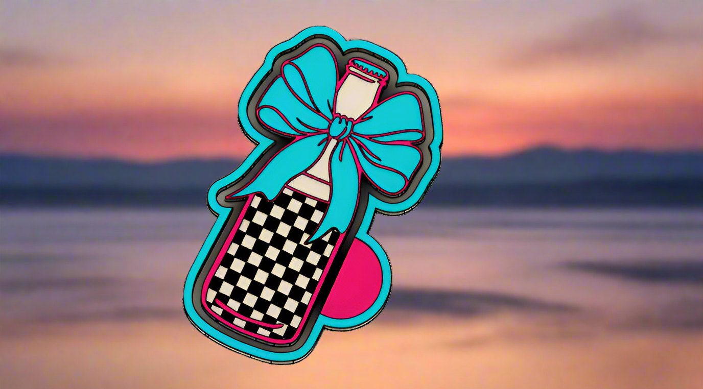 Checkered Bottle & Bow