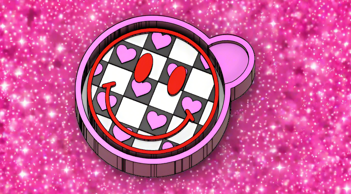 Checkered Smiley with Hearts