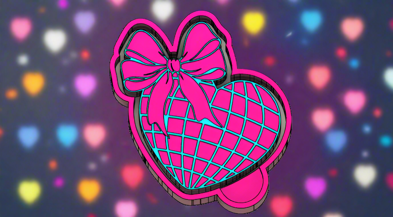 Disco Ball Bow Heart